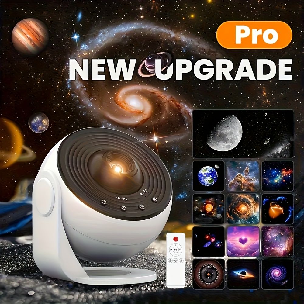 Pro Globe 2025 New Upgrade - Wireless LED Galaxy Projector with 15 White Noise Options, 13 High-Def Starlight Movies, Remote Control, Timer, USB Power, Indoor Use for Bedroom & Game Room, Bedroom Ambi