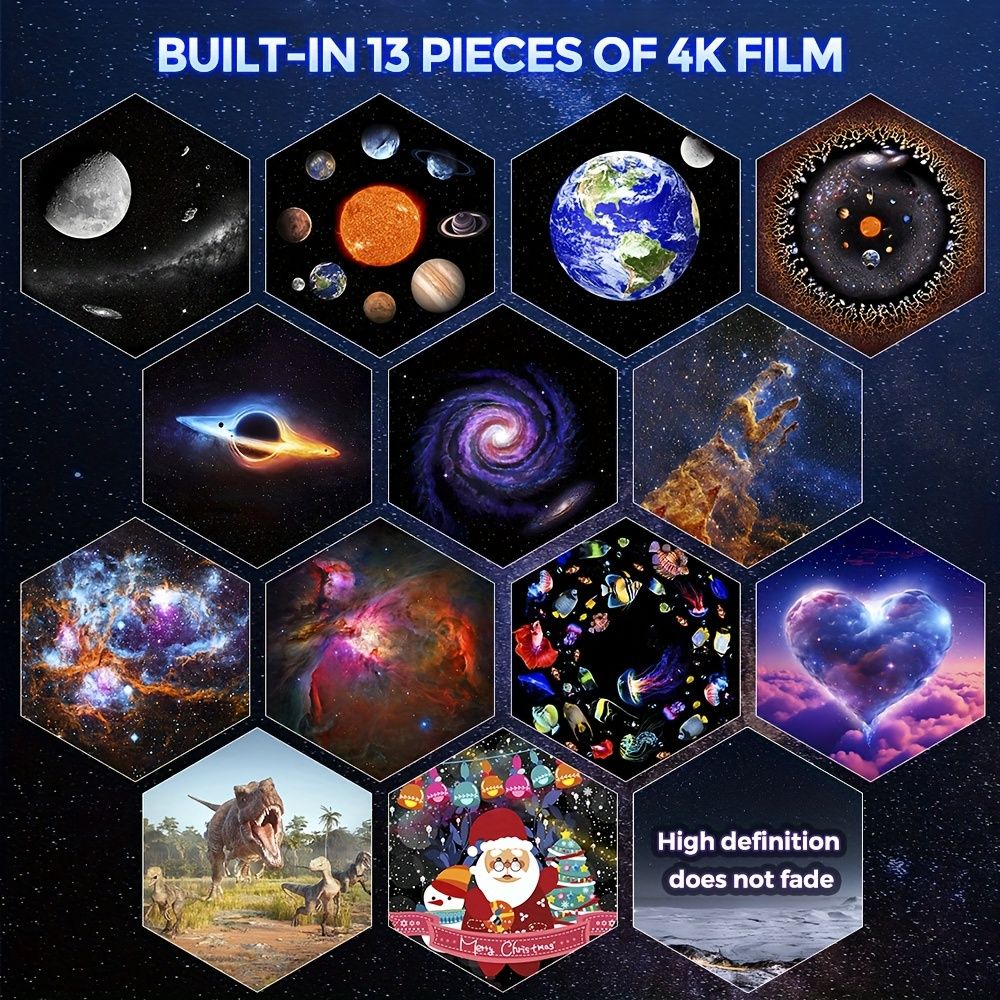NEXILLUMI Galaxy Projector, 13-in-1 HD Planetarium Star Projector, Modern Polished Plastic Space Theme, Adjustable Lighting with Meteor & RGB Effects, USB Powered, with Timer, for Various Room Types