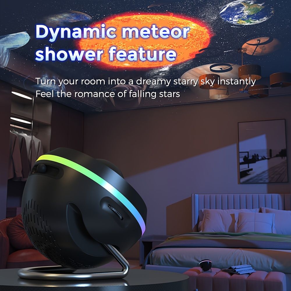NEXILLUMI Galaxy Projector, 13-in-1 HD Planetarium Star Projector, Modern Polished Plastic Space Theme, Adjustable Lighting with Meteor & RGB Effects, USB Powered, with Timer, for Various Room Types