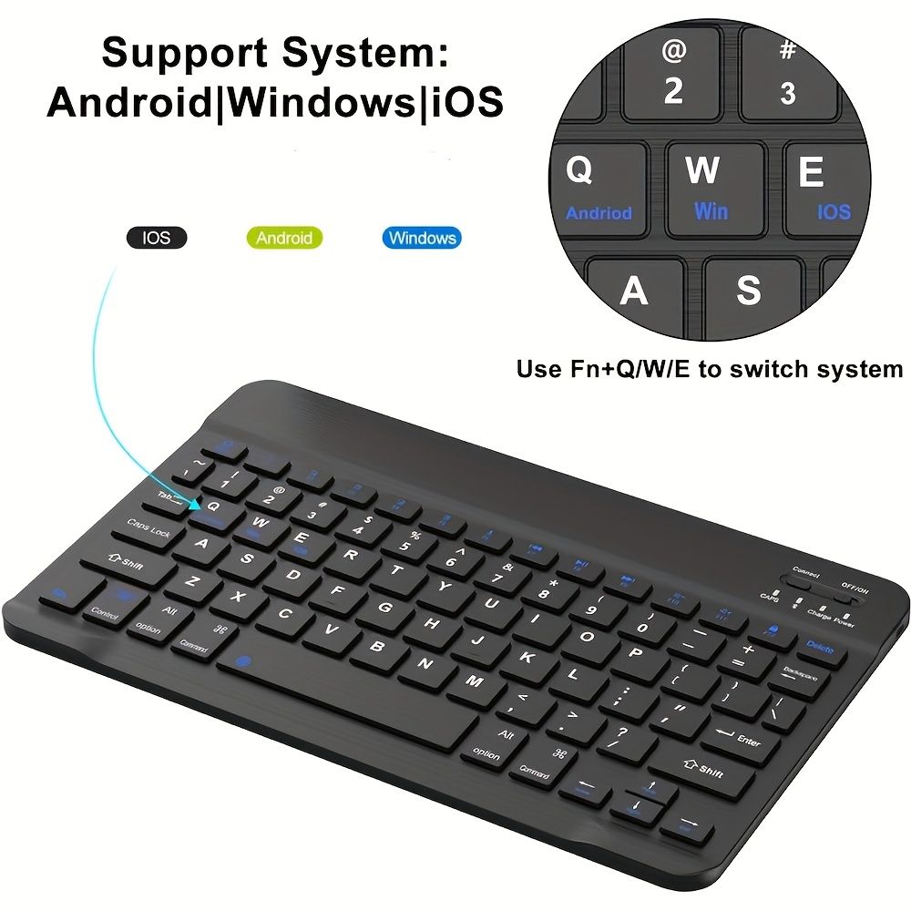 Ultra-Slim Rechargeable Wireless Keyboard Portable Compact Wireless Keyboard for Android Windows Tablet Smartphone Cell Phone iOS iPhone iPad