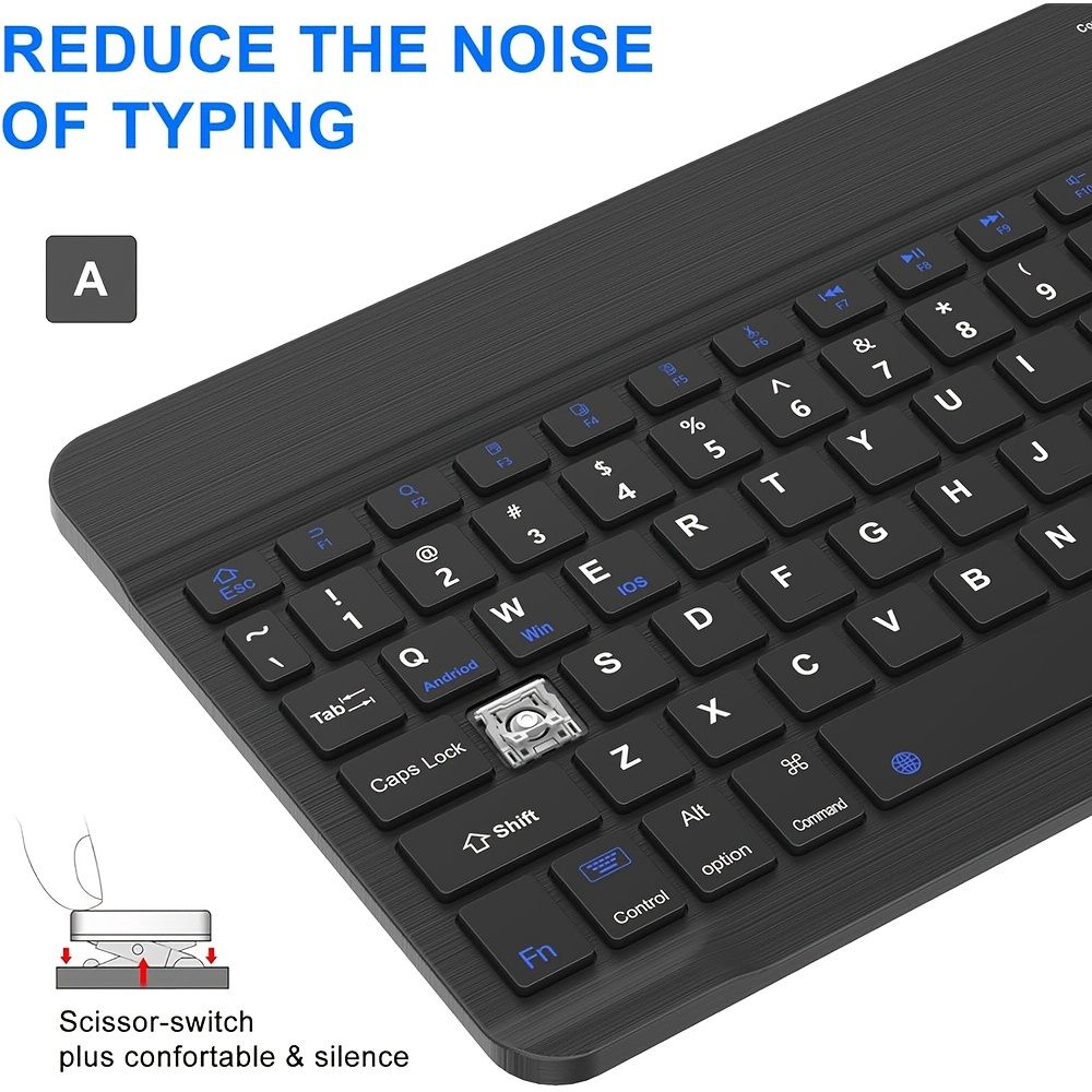 Ultra-Slim Rechargeable Wireless Keyboard Portable Compact Wireless Keyboard for Android Windows Tablet Smartphone Cell Phone iOS iPhone iPad