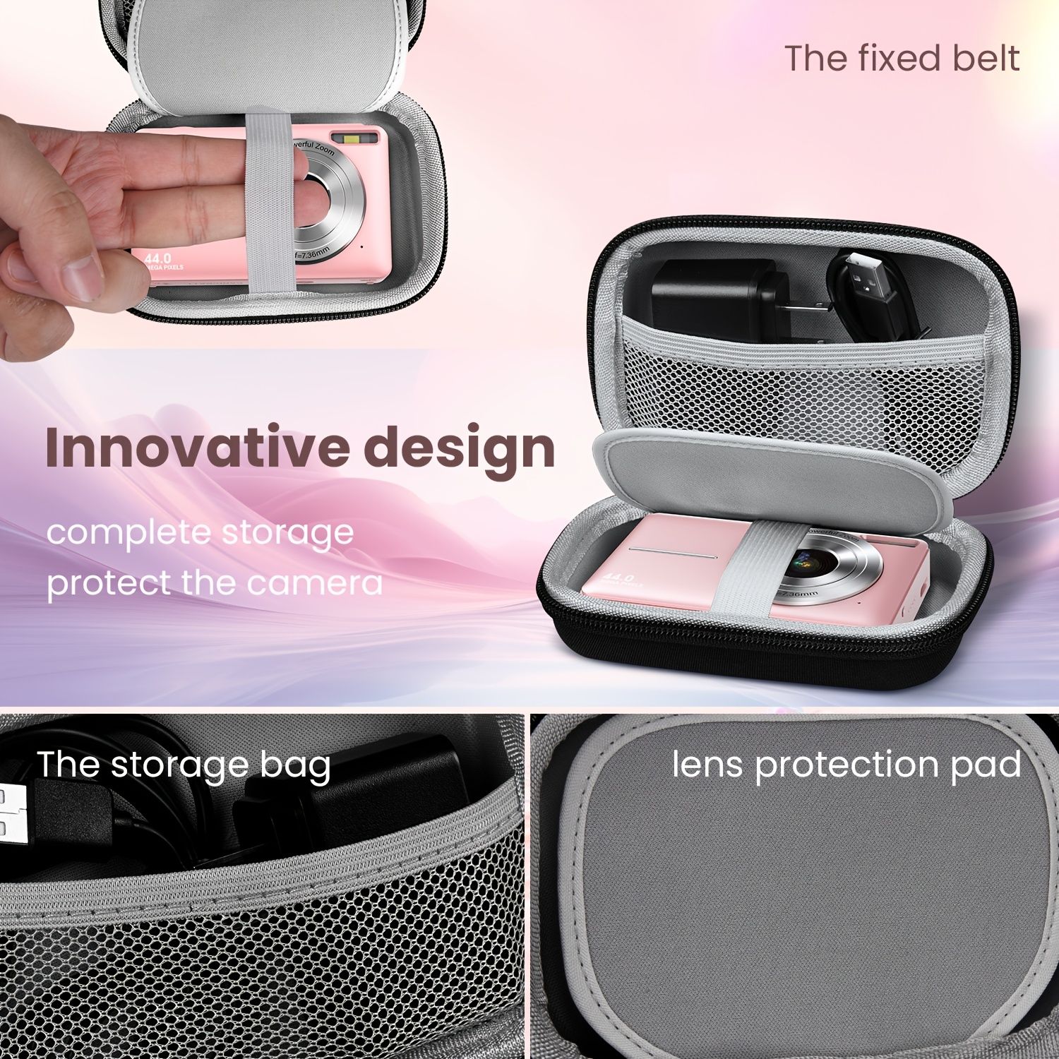 STUOGYUM DC403 Rechargeable Digital Camera with 16X Zoom, 1080P 44MP Camera - Compact Size, OLED Display, USB Charging for Beginners Photography, Live View, Amateur