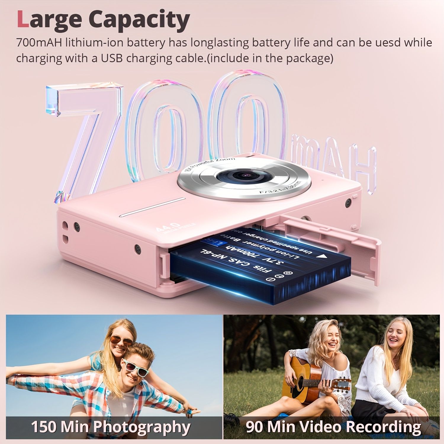 STUOGYUM DC403 Rechargeable Digital Camera with 16X Zoom, 1080P 44MP Camera - Compact Size, OLED Display, USB Charging for Beginners Photography, Live View, Amateur