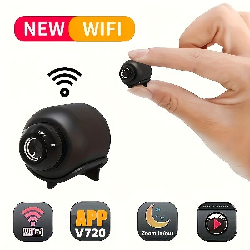 1 Mini Micro Camera, 480P Pixel, Wifi Connection, Hidden Camera with Stand, Can Be Controlled by Mobile Phone APP to Watch Surveillance, Suitable for Indoor Use in Living Room, Room, Office, Car