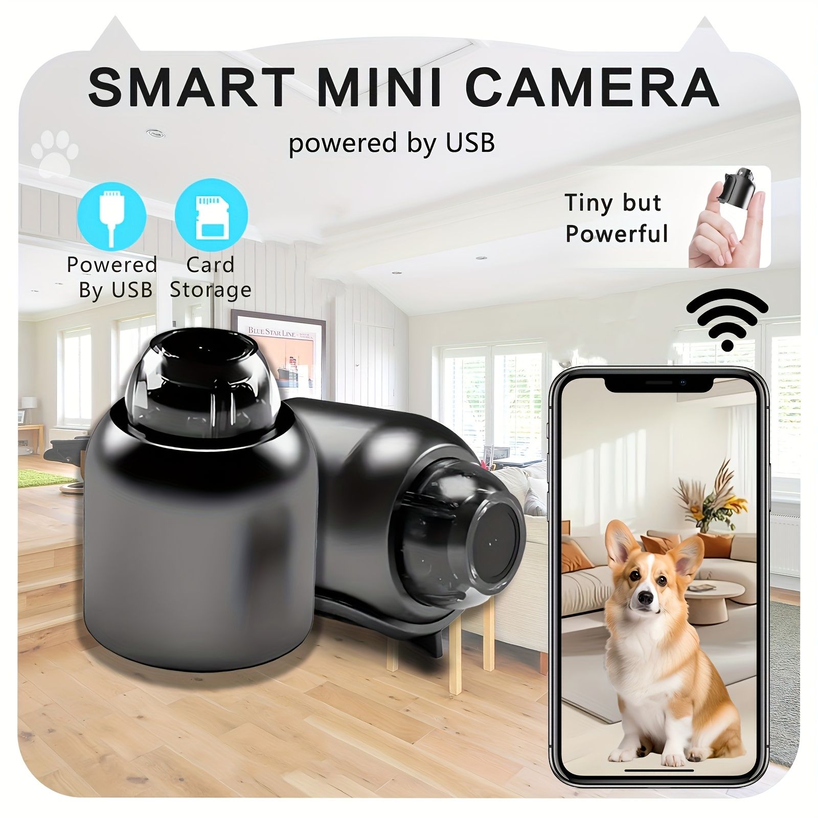 1 Mini Micro Camera, 480P Pixel, Wifi Connection, Hidden Camera with Stand, Can Be Controlled by Mobile Phone APP to Watch Surveillance, Suitable for Indoor Use in Living Room, Room, Office, Car