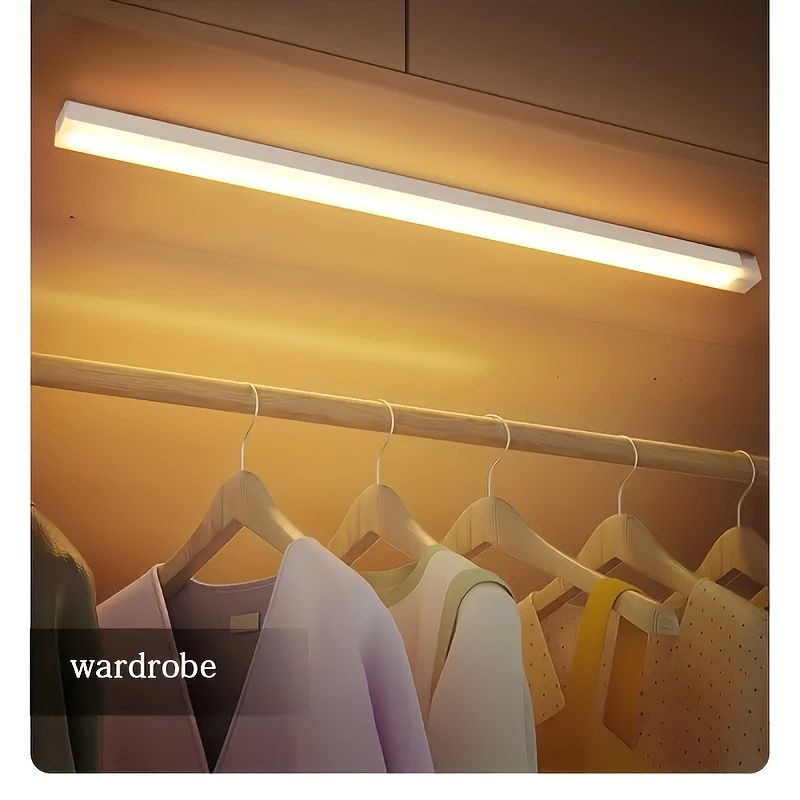 10cm Wireless LED Under Cabinet Light with Motion Sensor, Ultra-Thin Magnetic Strip, USB Rechargeable, PVC Lamp Body, Indoor LED Lighting for Kitchen, Stairs, Hallway, Wardrobes