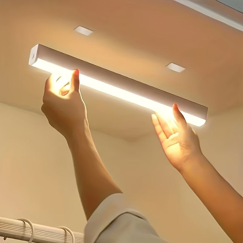 10cm Wireless LED Under Cabinet Light with Motion Sensor, Ultra-Thin Magnetic Strip, USB Rechargeable, PVC Lamp Body, Indoor LED Lighting for Kitchen, Stairs, Hallway, Wardrobes