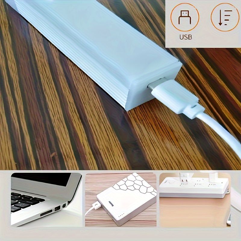 10cm Wireless LED Under Cabinet Light with Motion Sensor, Ultra-Thin Magnetic Strip, USB Rechargeable, PVC Lamp Body, Indoor LED Lighting for Kitchen, Stairs, Hallway, Wardrobes