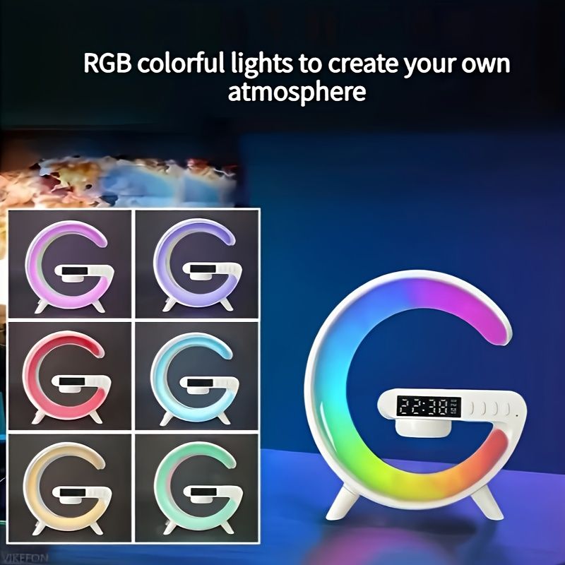 Wireless Speakers With Wireless Fast Charging, Rhythm RGB Light, Bar Smart Light, Sunrise Alarm Clock, Wake Up Light For Bedrooms, Dimmable Table Lamp