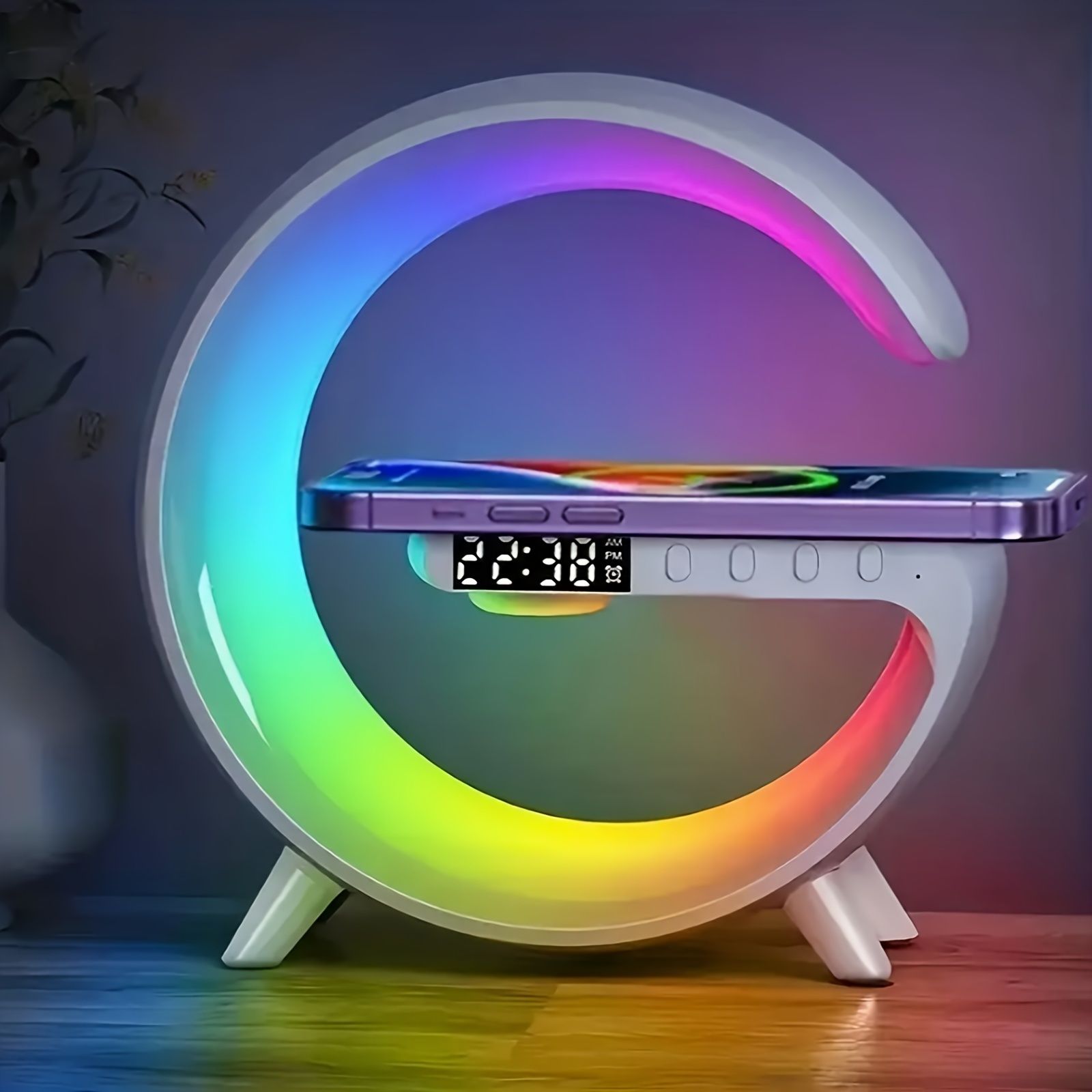 Wireless Speakers With Wireless Fast Charging, Rhythm RGB Light, Bar Smart Light, Sunrise Alarm Clock, Wake Up Light For Bedrooms, Dimmable Table Lamp