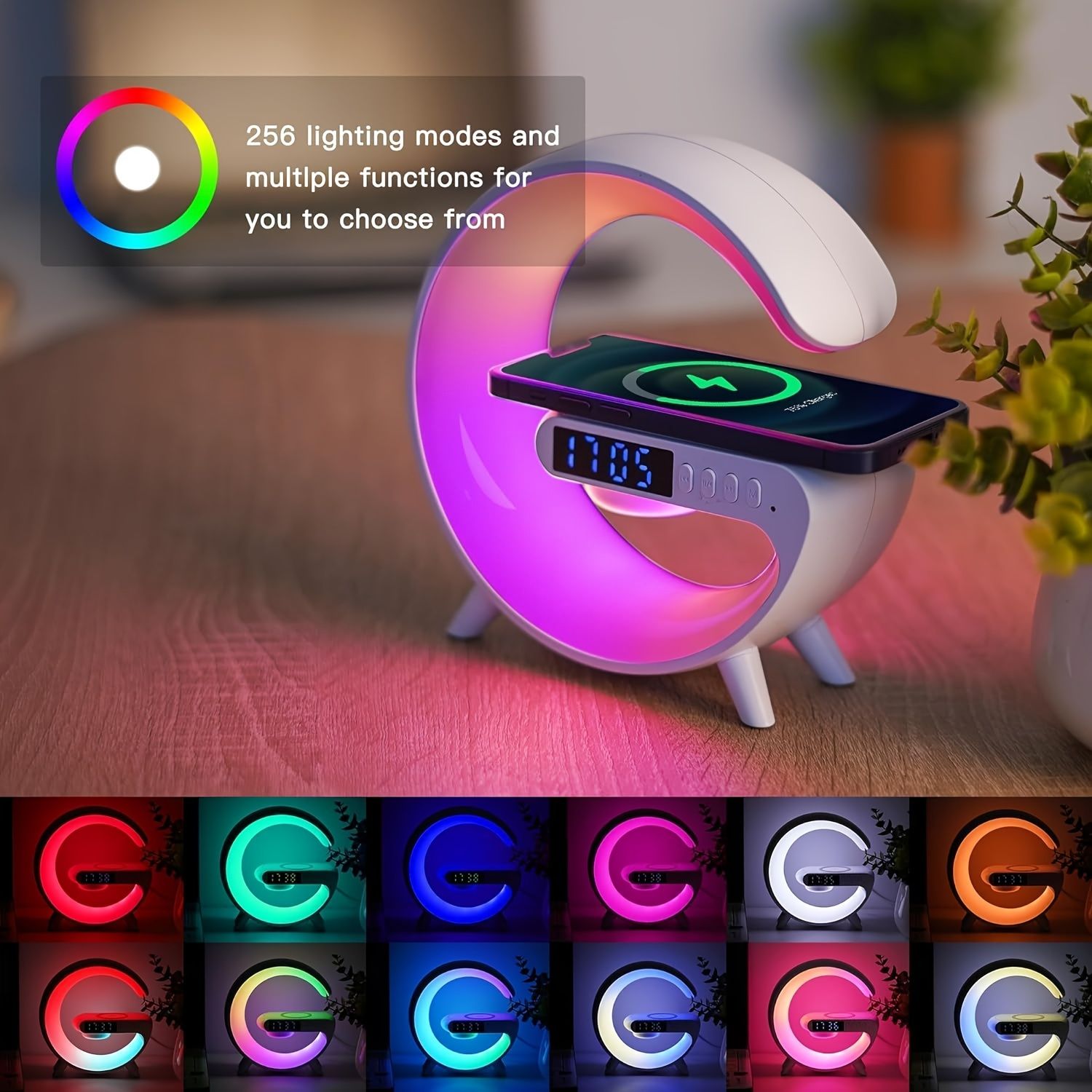 Wireless Speakers With Wireless Fast Charging, Rhythm RGB Light, Bar Smart Light, Sunrise Alarm Clock, Wake Up Light For Bedrooms, Dimmable Table Lamp