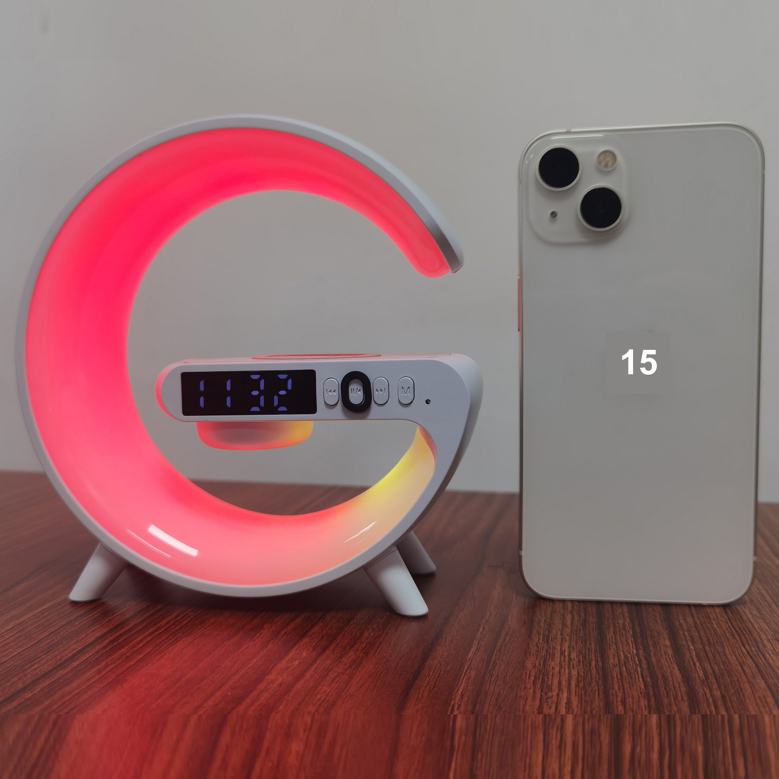 Wireless Speakers With Wireless Fast Charging, Rhythm RGB Light, Bar Smart Light, Sunrise Alarm Clock, Wake Up Light For Bedrooms, Dimmable Table Lamp