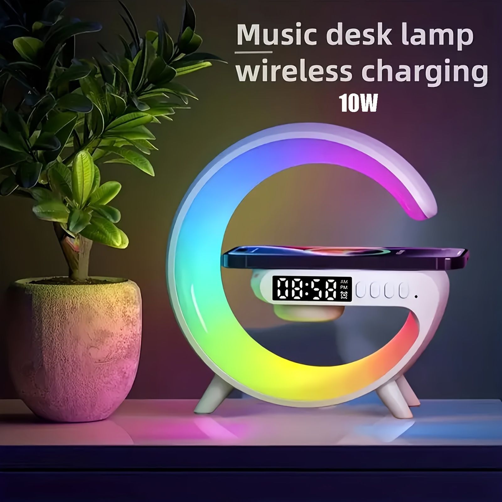 Wireless Speakers With Wireless Fast Charging, Rhythm RGB Light, Bar Smart Light, Sunrise Alarm Clock, Wake Up Light For Bedrooms, Dimmable Table Lamp