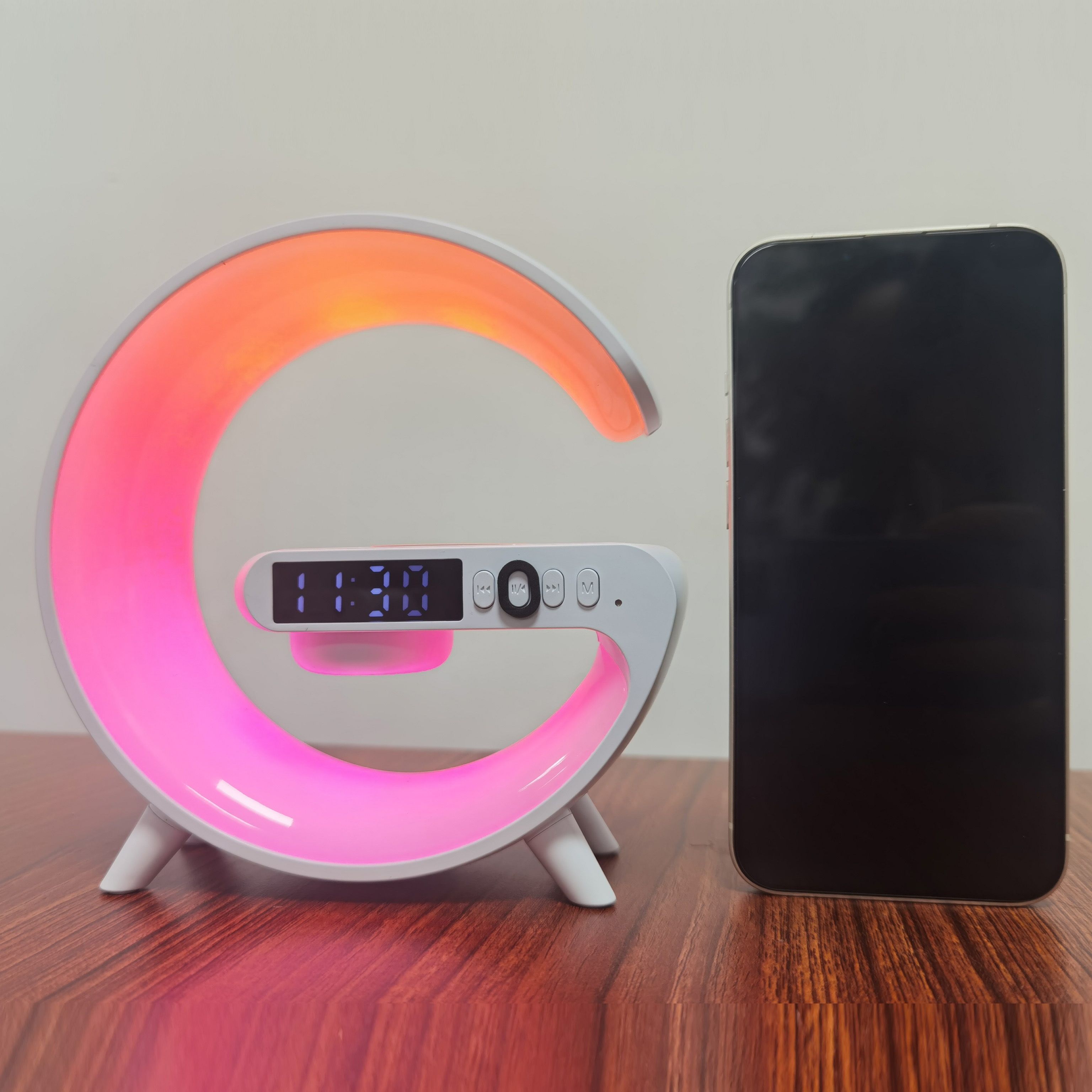 Wireless Speakers With Wireless Fast Charging, Rhythm RGB Light, Bar Smart Light, Sunrise Alarm Clock, Wake Up Light For Bedrooms, Dimmable Table Lamp
