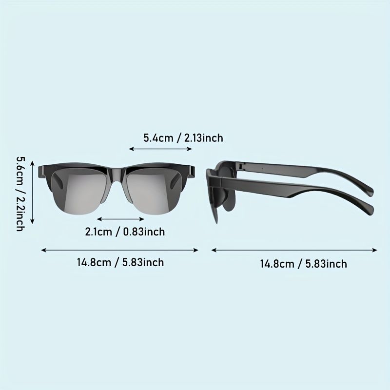 Koipsse Smart Wireless V5.3 Glasses Multifunctional Glasses Wireless Call Playing Music Outdoor Sports Headphones Can Be Rechargeable HIFI Sound Quality HD Lenses Headphones Black Technology Men and W