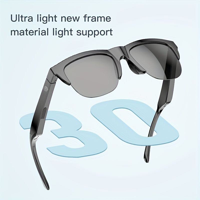 Koipsse Smart Wireless V5.3 Glasses Multifunctional Glasses Wireless Call Playing Music Outdoor Sports Headphones Can Be Rechargeable HIFI Sound Quality HD Lenses Headphones Black Technology Men and W