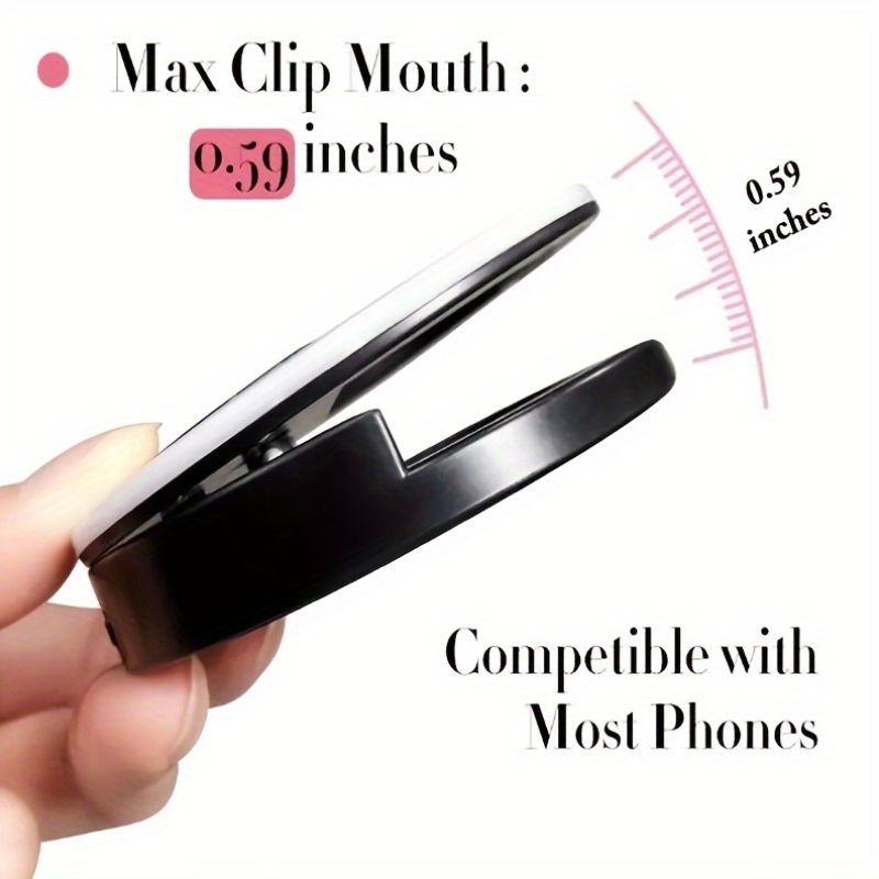 LED Selfie Flash Ring Light - Portable Mini Fill Light for Phone Live Streaming & Video, Bright White LED Ringlight for Photos & Videos, Battery-Powered, Easy to Clean & Skin-Friendly, Phone Lights f