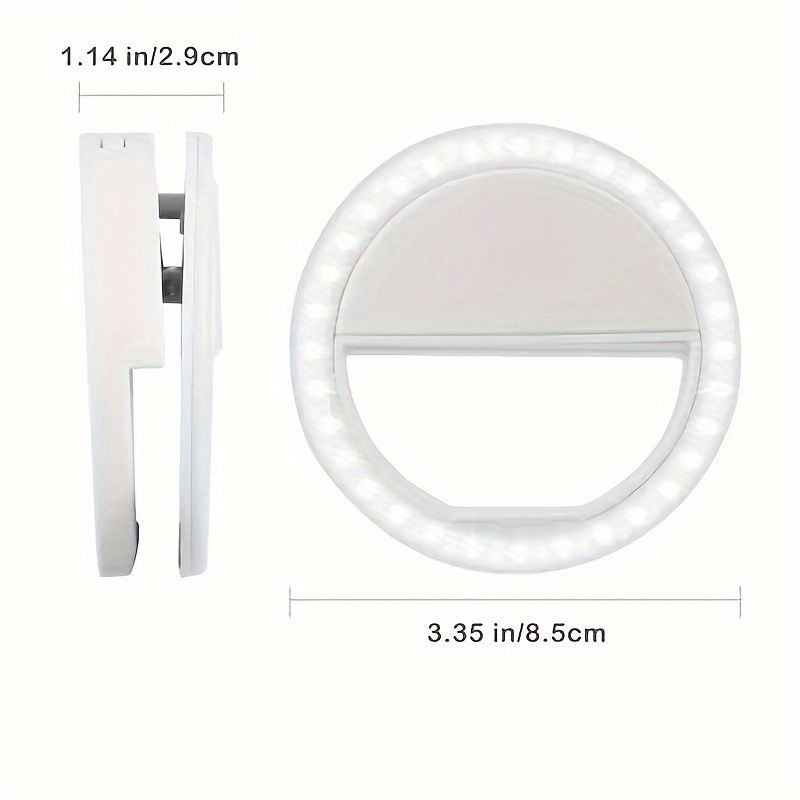 LED Selfie Flash Ring Light - Portable Mini Fill Light for Phone Live Streaming & Video, Bright White LED Ringlight for Photos & Videos, Battery-Powered, Easy to Clean & Skin-Friendly, Phone Lights f