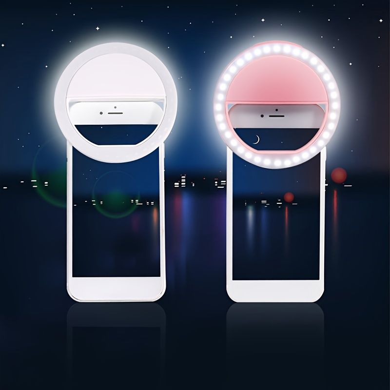 LED Selfie Flash Ring Light - Portable Mini Fill Light for Phone Live Streaming & Video, Bright White LED Ringlight for Photos & Videos, Battery-Powered, Easy to Clean & Skin-Friendly, Phone Lights f
