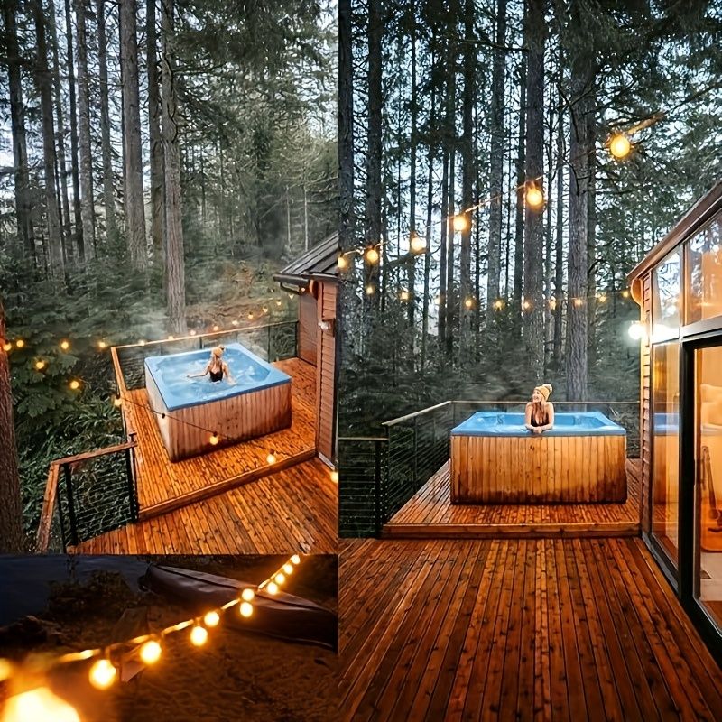 30+2 LED String Lights, 24V low voltage pulg in power supply Globe Lights String Terrace Lamp with Edison Bulbs, Hanging Bistro Light for Outside Balcony Party Wedding Market Cafe, Decorative lights