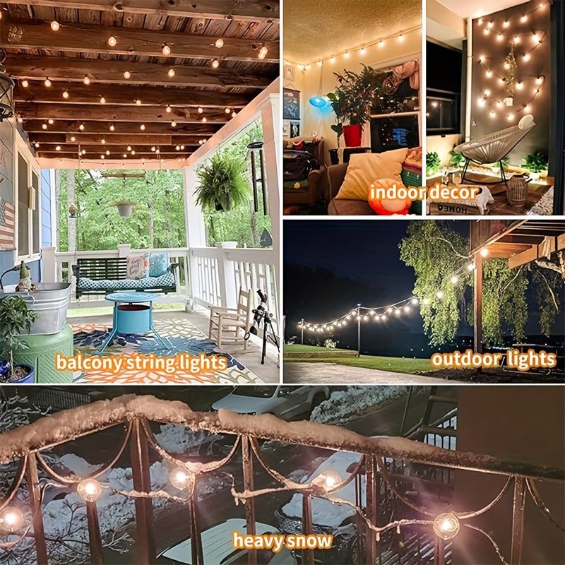 30+2 LED String Lights, 24V low voltage pulg in power supply Globe Lights String Terrace Lamp with Edison Bulbs, Hanging Bistro Light for Outside Balcony Party Wedding Market Cafe, Decorative lights