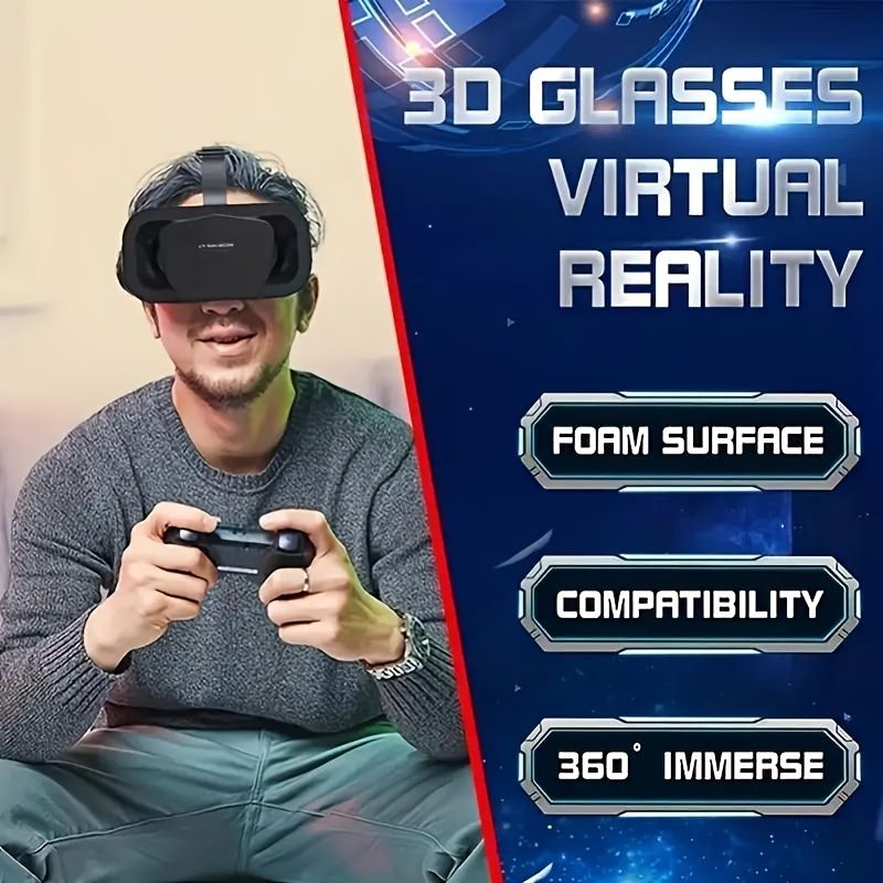 1pc 3D VR Virtual Reality Glasses with Blue Light Protection for Android & iOS Phones, Compatible with 11.94-15.24 cm Screens, 3D Gaming & Movie Accessory, Includes Lens Only (No Handle or Battery)
