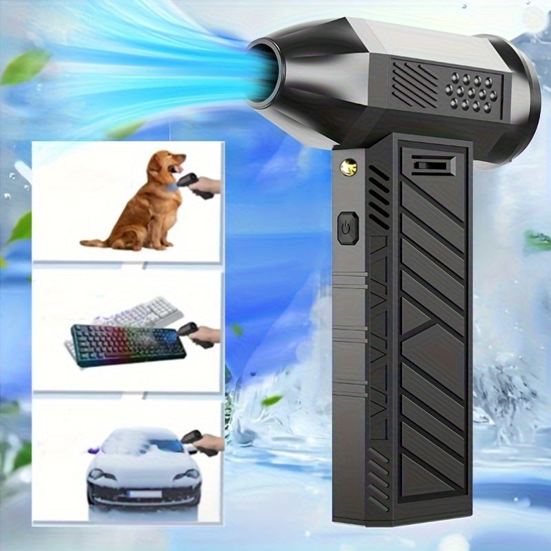 Portable Turbo Blower, 130000 RPM High-Speed Handheld Jet Fan, Multi-Functional for Snow Removal, BBQ Carbon Production, Outdoor Use, Battery/Usb Powered, Rechargeable Battery, ≤36V