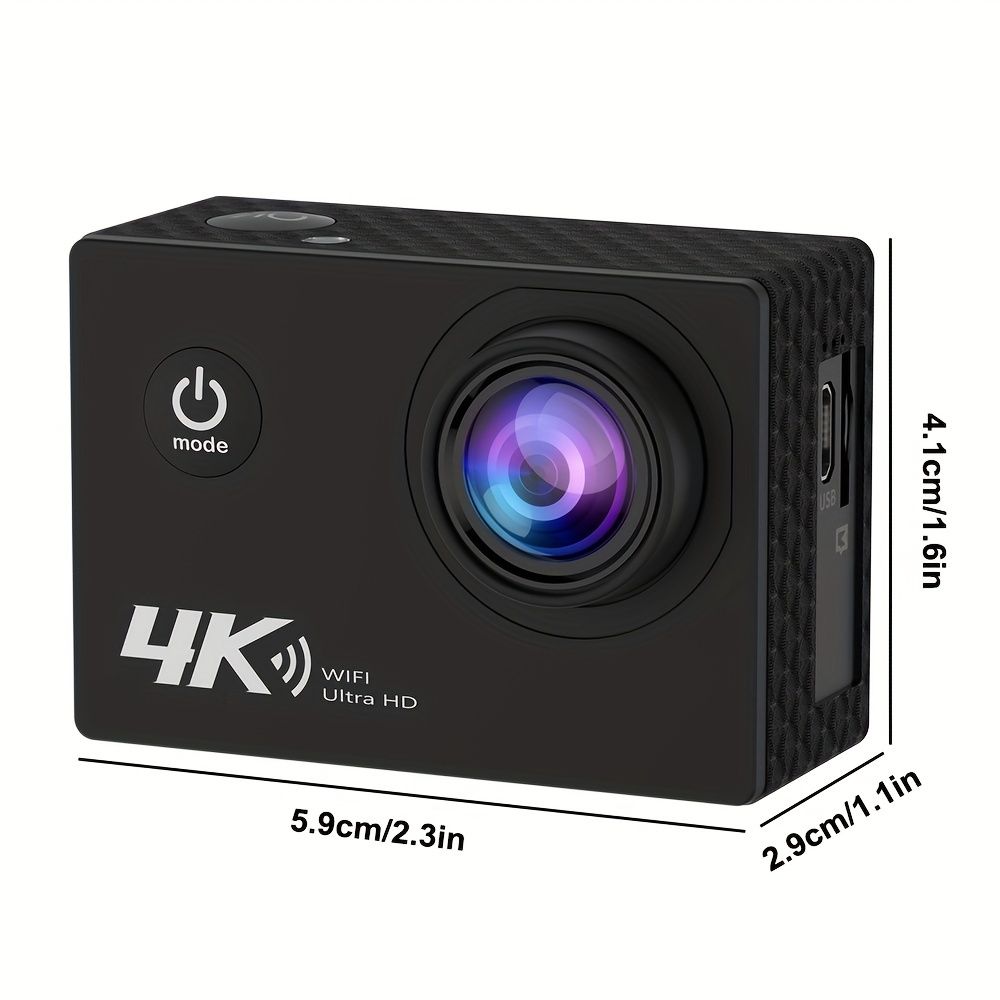 4K Ultra HD Action Camera with WiFi, 32GB Memory Card Included, Transparent Underwater Sports Camera, Digital Zoom, Automatic Focus, LCD Display, Rechargeable Battery, Ideal for Outdoor Adventures