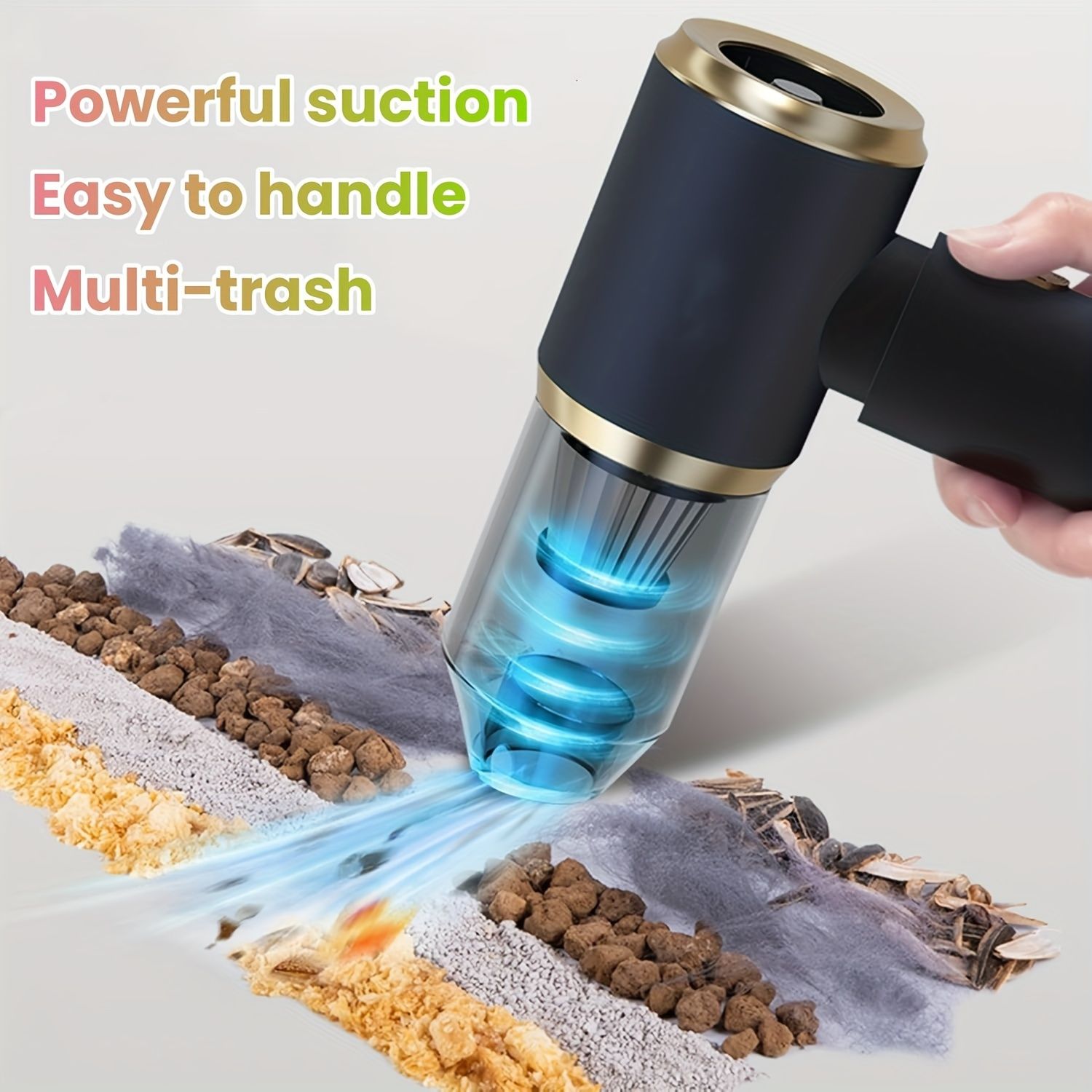 Handheld cordless vacuum cleaner with integrated blower, compact car vacuum for small computers, 6000Pa suction power. Suitable for home use, office cleaning, pet hair removal, and travel.