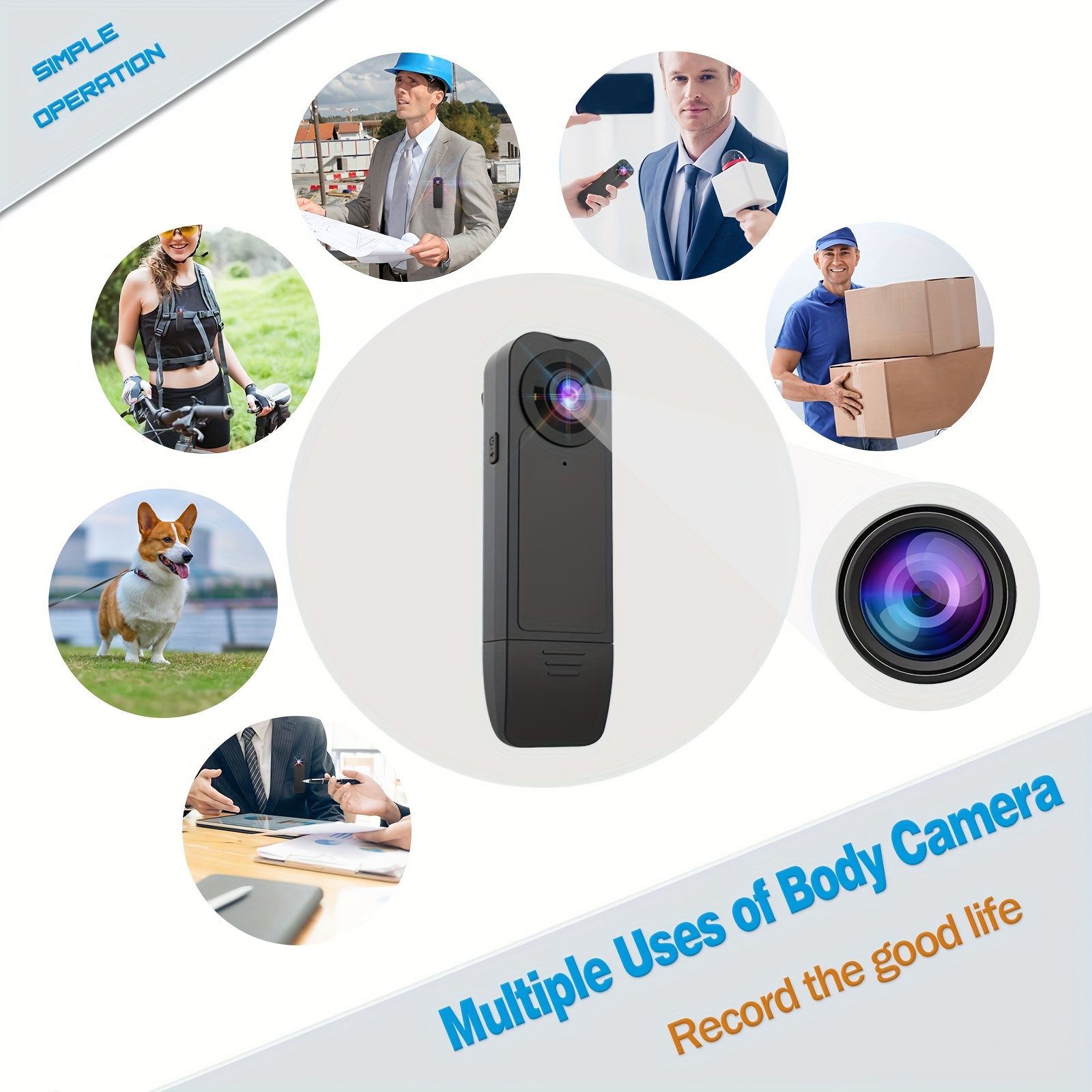 1080P Full HD camcorder, motion detection with night vision, wearable camcorder, outdoor camcorder for daily recording, cycling, delivery/service work