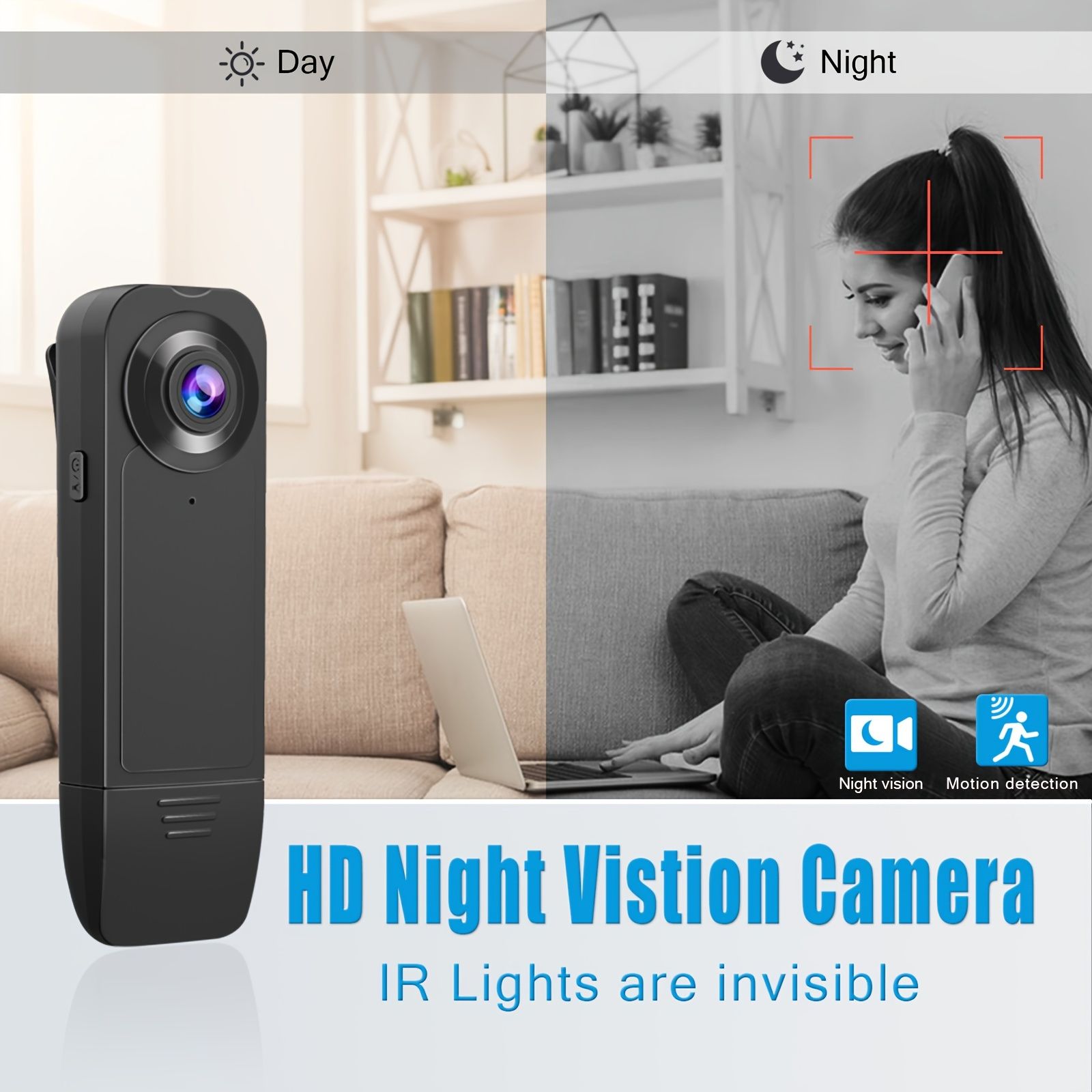 1080P Full HD camcorder, motion detection with night vision, wearable camcorder, outdoor camcorder for daily recording, cycling, delivery/service work
