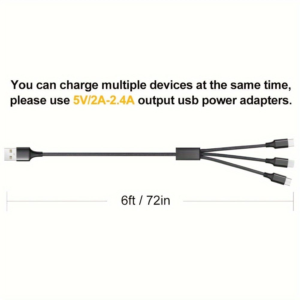1.2m 3-in-1 Multi-Functional USB Flash Charging Cable - Compatible with iPhone 14, 13, 12 Pro Max, Xs Max, Samsung, Redmi, One Plus, USB-C Mobile Phones with Type-C and Micro USB Connectors