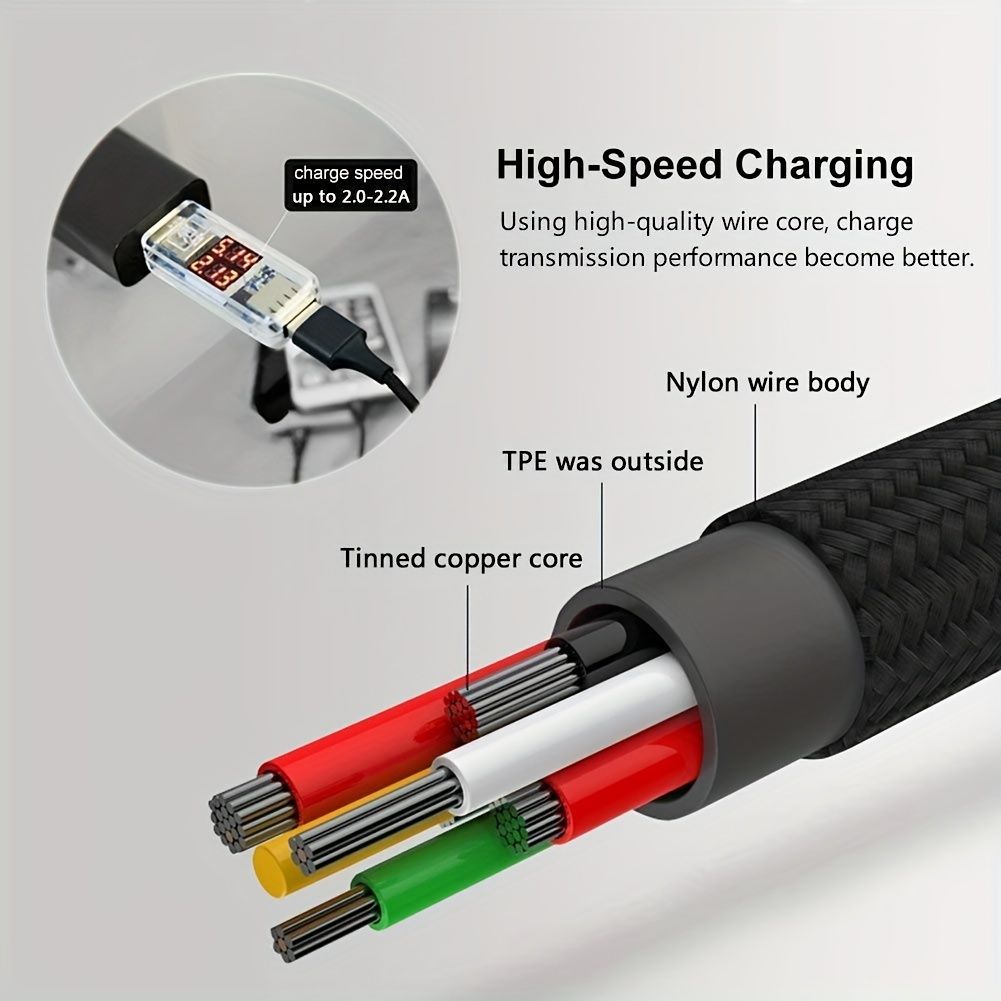 1.2m 3-in-1 Multi-Functional USB Flash Charging Cable - Compatible with iPhone 14, 13, 12 Pro Max, Xs Max, Samsung, Redmi, One Plus, USB-C Mobile Phones with Type-C and Micro USB Connectors