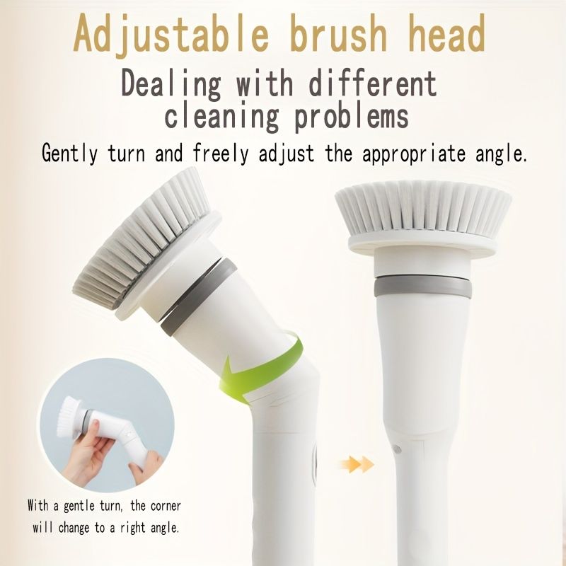 Set 6 Replaceable Brush Heads, 90-120Min Running Time Full Floor Bathroom Scrubber, 240/320RPM Cordless Power Scrubber, USB-C Charging Line Rotary