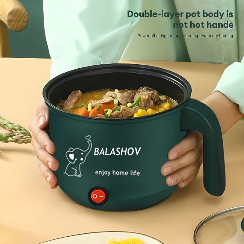 Portable Electric Fondue Pot for 1-3 People, 410 Stainless Steel Non-Stick Skillet with Steamer, Ideal for Stir Fry, Stew, Steam, Ramen, Egg, Pasta, Dumpling, Soup
