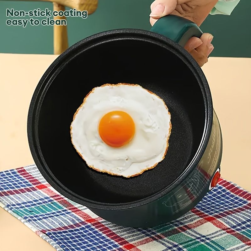 Portable Electric Fondue Pot for 1-3 People, 410 Stainless Steel Non-Stick Skillet with Steamer, Ideal for Stir Fry, Stew, Steam, Ramen, Egg, Pasta, Dumpling, Soup