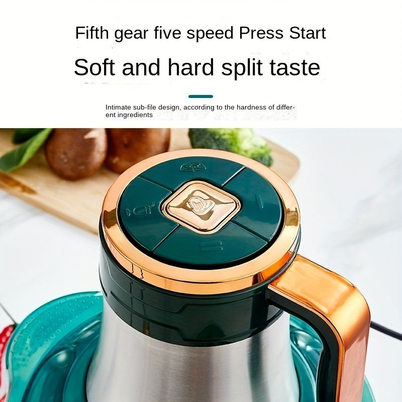 5L Large Capacity Green Electric Meat Grinder for Home Use, Stainless Steel Multifunctional Mixer with 6-Blade Design, 500W Powerful Processor