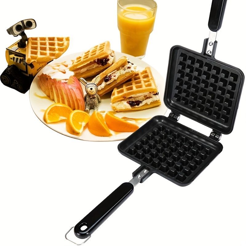 1pc Nonstick Waffle Maker Pan, Stove Top Waffle Skillet For Belgian Waffles Sandwich Toaster, Breakfast, Sandwich Maker Cookware, Kitchenware, Kitchen Accessories