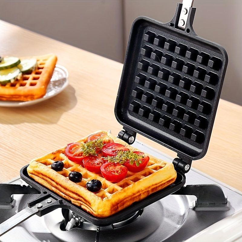 1pc Nonstick Waffle Maker Pan, Stove Top Waffle Skillet For Belgian Waffles Sandwich Toaster, Breakfast, Sandwich Maker Cookware, Kitchenware, Kitchen Accessories