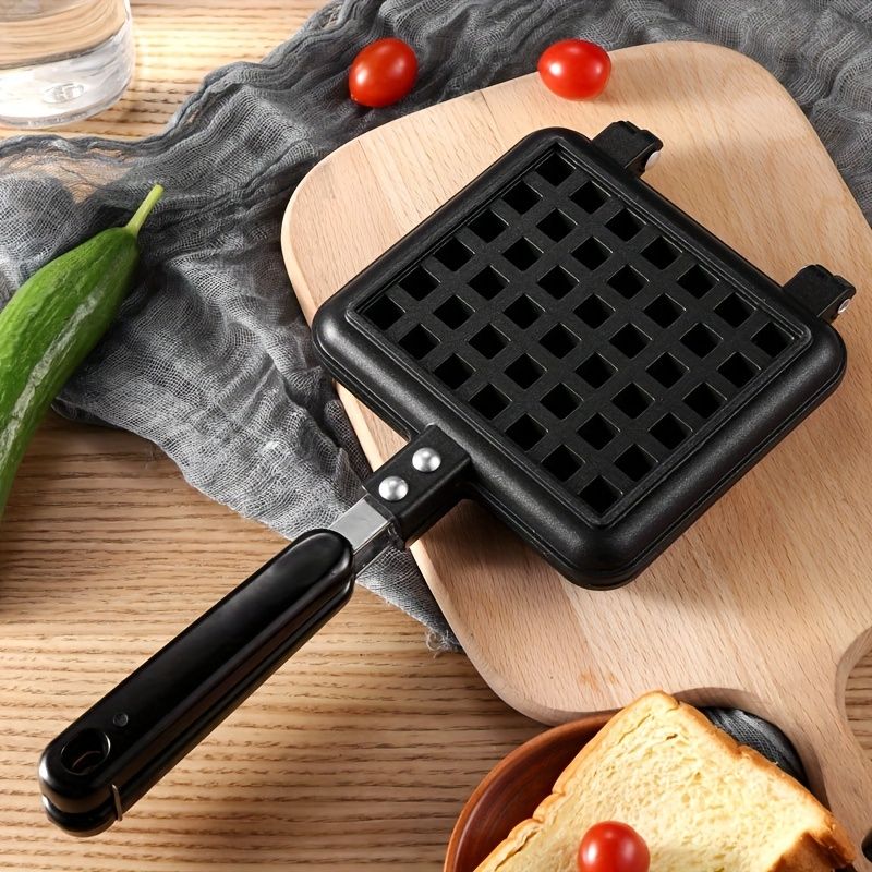 1pc Nonstick Waffle Maker Pan, Stove Top Waffle Skillet For Belgian Waffles Sandwich Toaster, Breakfast, Sandwich Maker Cookware, Kitchenware, Kitchen Accessories