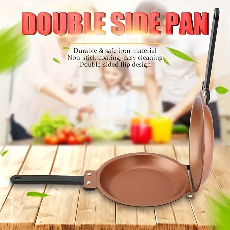 Double-Sided Pancake Pan - Non-Stick Copper Titanium Coating, Flip Pancakes & Eggs with Ease, Even Heat Distribution, Compatible with All Stovetops/ Ovens