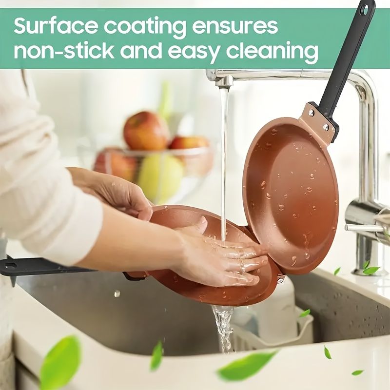 Double-Sided Pancake Pan - Non-Stick Copper Titanium Coating, Flip Pancakes & Eggs with Ease, Even Heat Distribution, Compatible with All Stovetops/ Ovens