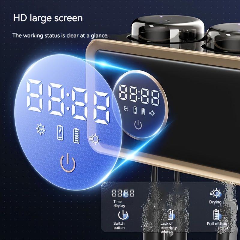 Wall-Mounted UV Toothbrush Holder, Automatic Toothpaste Dispenser, No-Drill Plastic Organizer with USB Rechargeable Battery, Modern Design for Bathroom Decor, Toothbrush Holder