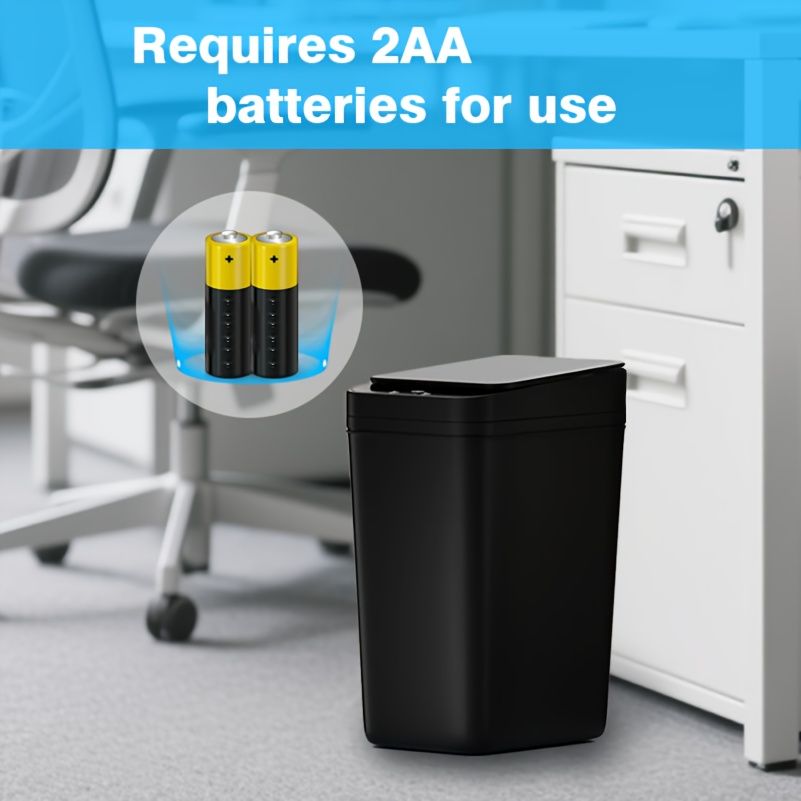 3.1 Gallon Bathroom Trash Can with Auto Sensor - 12L Smart Trash Can Motion Sensor - Slim, Plastic - Ultra-Thin Electric Trash Can with Lid, Suitable for Bedroom, Bathroom, Office, Living Room