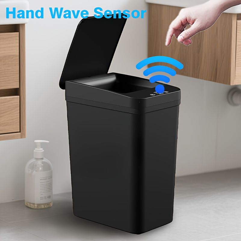3.1 Gallon Bathroom Trash Can with Auto Sensor - 12L Smart Trash Can Motion Sensor - Slim, Plastic - Ultra-Thin Electric Trash Can with Lid, Suitable for Bedroom, Bathroom, Office, Living Room