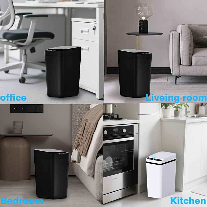 3.1 Gallon Bathroom Trash Can with Auto Sensor - 12L Smart Trash Can Motion Sensor - Slim, Plastic - Ultra-Thin Electric Trash Can with Lid, Suitable for Bedroom, Bathroom, Office, Living Room