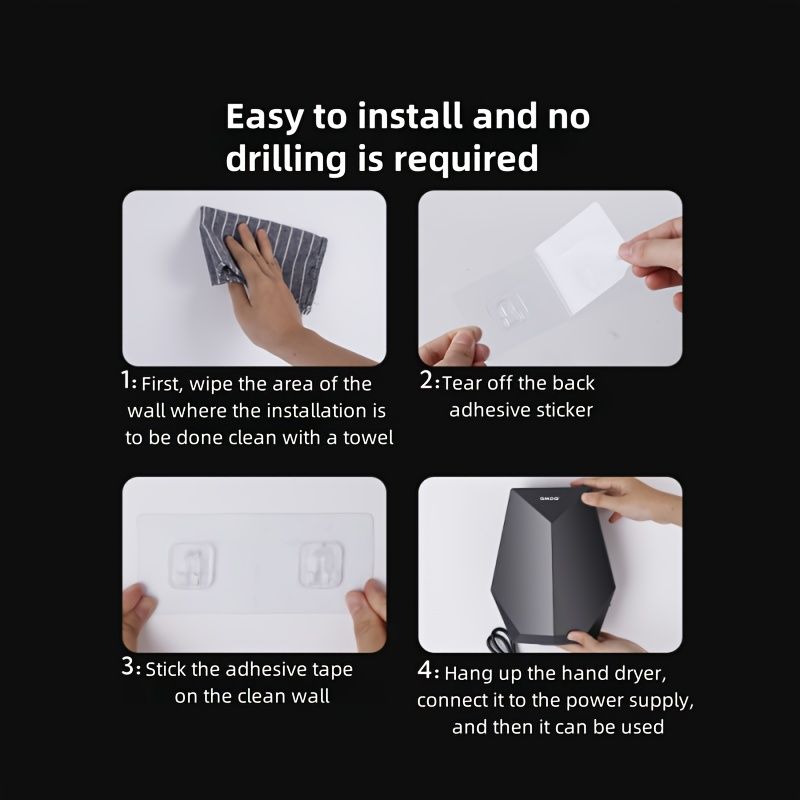 1600W high-power automatic hand dryer, compact commercial hot air hand dryer, wall-mounted, quick hand drying, suitable for home/commercial bathrooms/offices/shopping centers, 220V European standard p