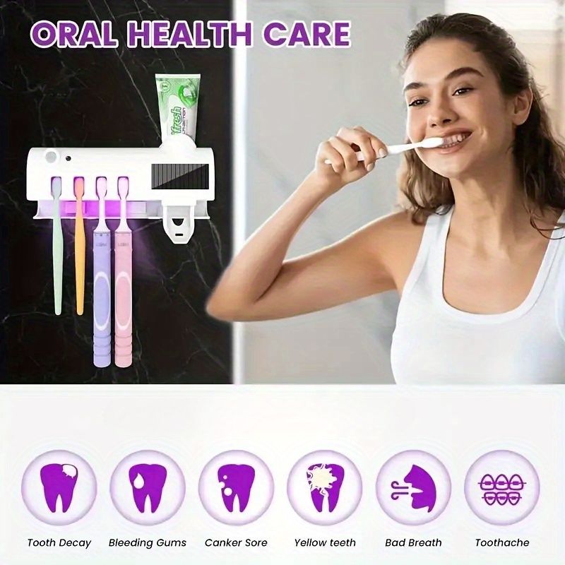 Intelligent Toothbrush Holder, Toothpaste Dispenser, Toothpaste Squeezer, USB Charging, Intelligent Automatic Toothpaste Dispenser Wall-Mounted Bathroom, Space-Saving, Durable Plastic