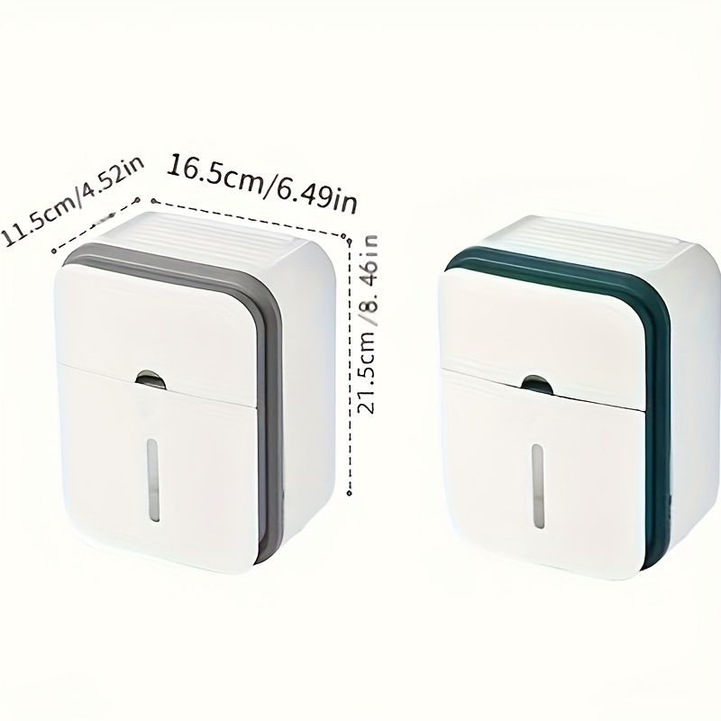 1pc Wall-Mounted Toilet Paper Holder - Double-Layer Waterproof Plastic Tissue Box with No-Drill Installation, Modern Rectangular Design for Bathroom Organization, Toilet Paper Holder for Bathroom