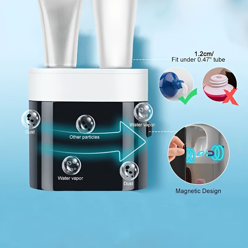 1pc Wall-Mounted Toothbrush Holder with Toothpaste Dispenser, Dustproof Cover, 2-in-1 Toothpaste Squeezer and Toothbrush Organizer, Plastic Bathroom and Washroom Accessory, Toothbrush Organizer